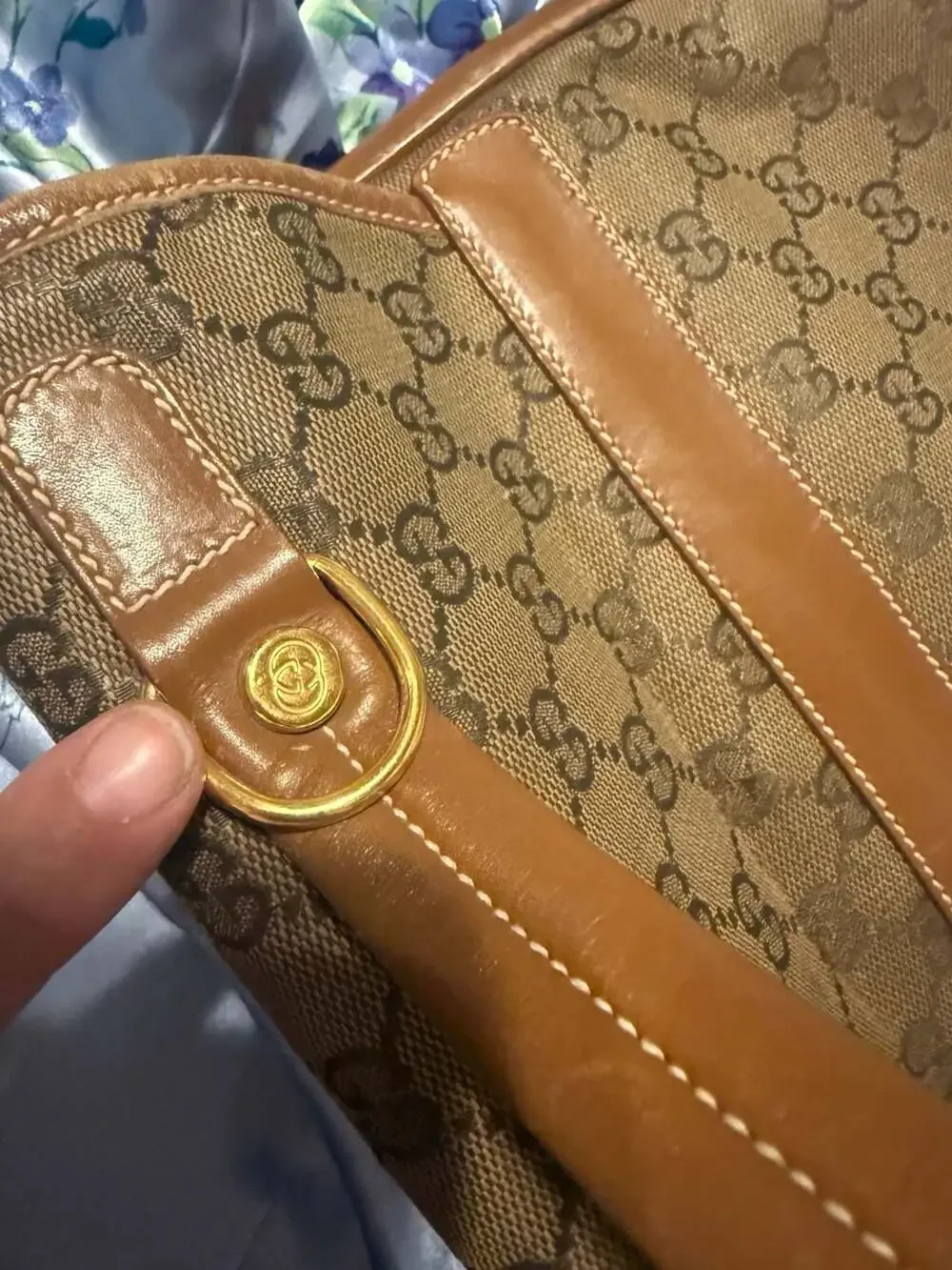Vintage Gucci Monogram Brown Leather Top Handle Handbag 000.101.0274
